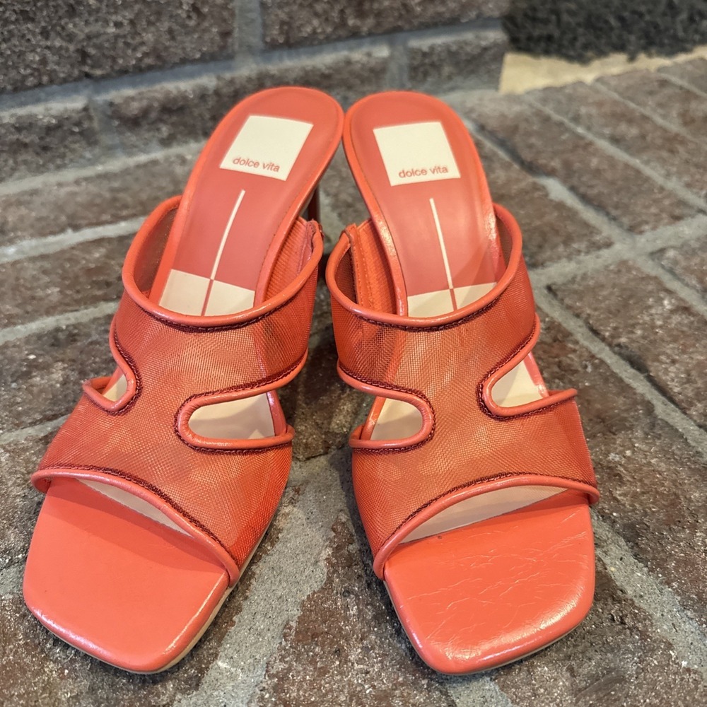 Dolce Vita Womens Sandals Orange Mesh Open-Toe Slide Square Toe Size‎ 6.5 #225 - Picture 2 of 16